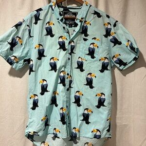 Men's Aqua Toucan Print Casual Shirt